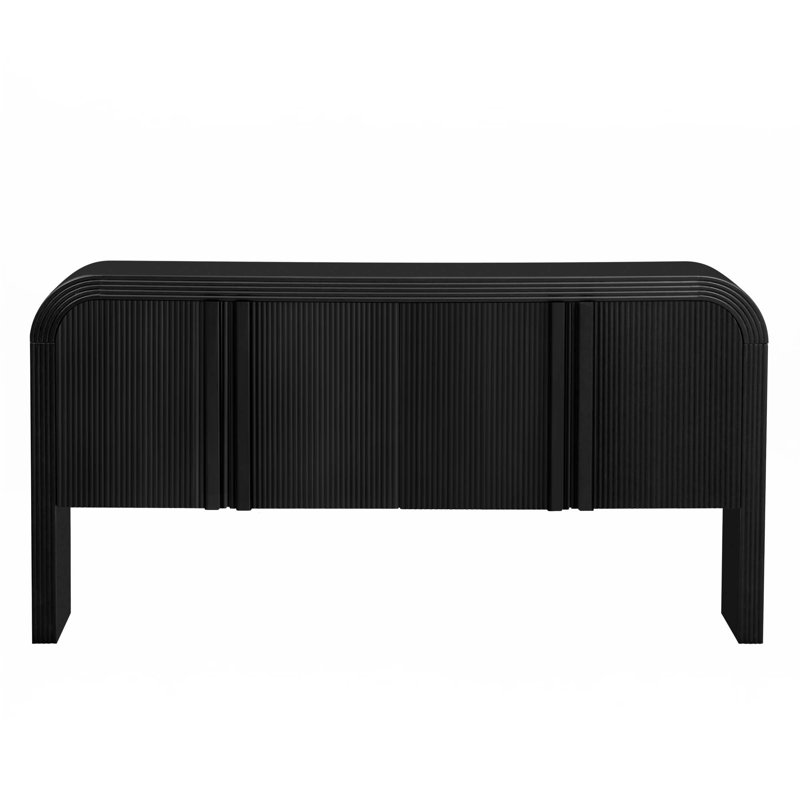Armoire de rangement rayée avec 4 portes, réglable, Noir