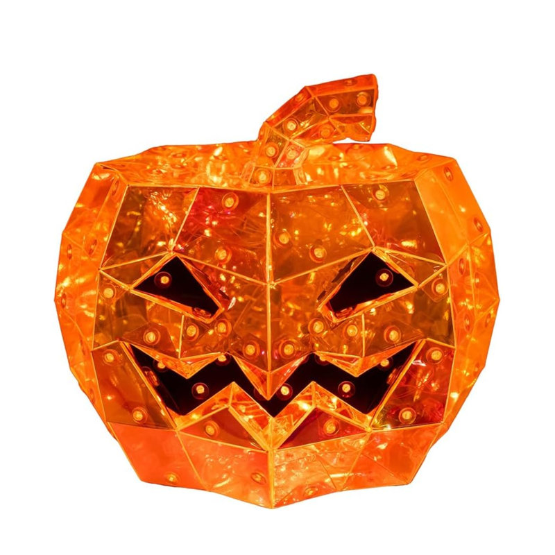 Jack-O-lanterne holographique orange à 100 lumières Kurt Adler, H 6,5 po x l 7,5 po x P 7,5 po