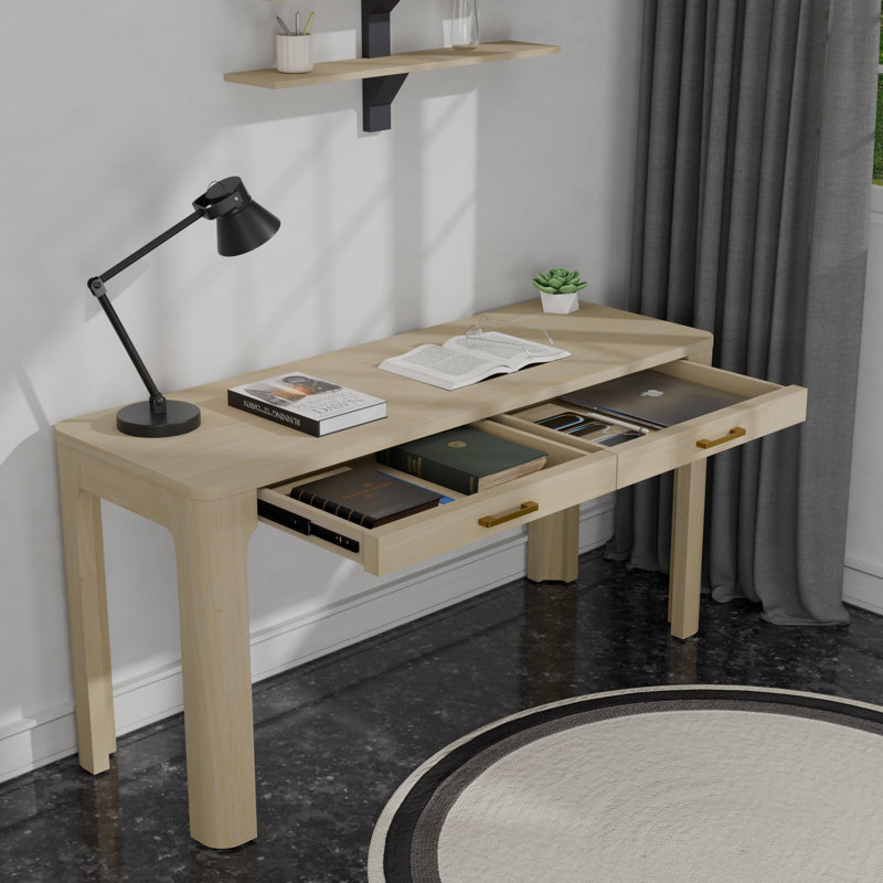 Trevin Wooden Writing Desk With Drawer, 30" H x 60" W x 21" D , Weathered Sand