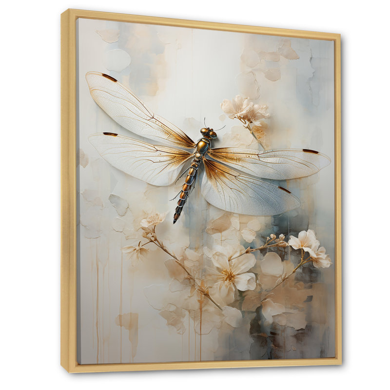 Dragonfly Delight - Dragonfly, reproduction sur toile encadrée, H 32 po x l 24 po x P 1 po, Cadre flottant en érable