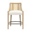 Tabouret de bar moderne Paxon en bois d'hévéa massif, hauteur du siège 66,7 cm, dossier en rotin et siège rembourré, idéal pour les îlots de cuisine.-134972647-134972649