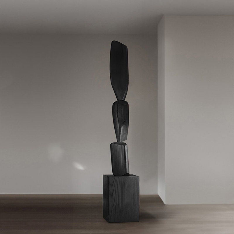Black Other Geometric & Shape Solid wood Decorative Object
