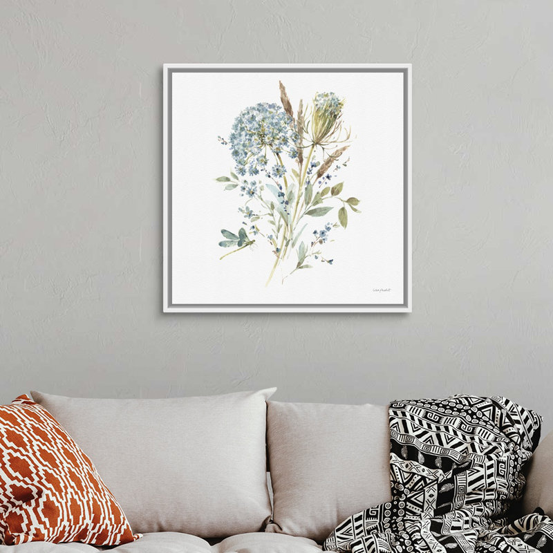 «Bohemian Blue 05 on White» par Lisa Audit - reproduction d'art, Toile blanche encadrée, H 32 po x l 32 po x P 1,75 po