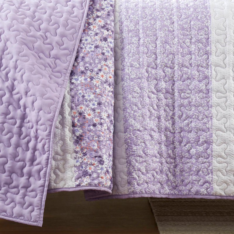 4 PCS Seersucker Quilt Set With Throw, Full Duvet Cover + 3 Additional Pieces