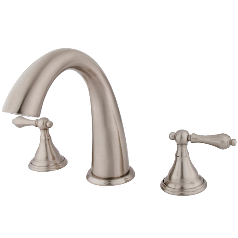Kingston Brass Vintage Two-Handle 3-Hole Deck Mount Roman Tub Faucet, Brushed Nickel