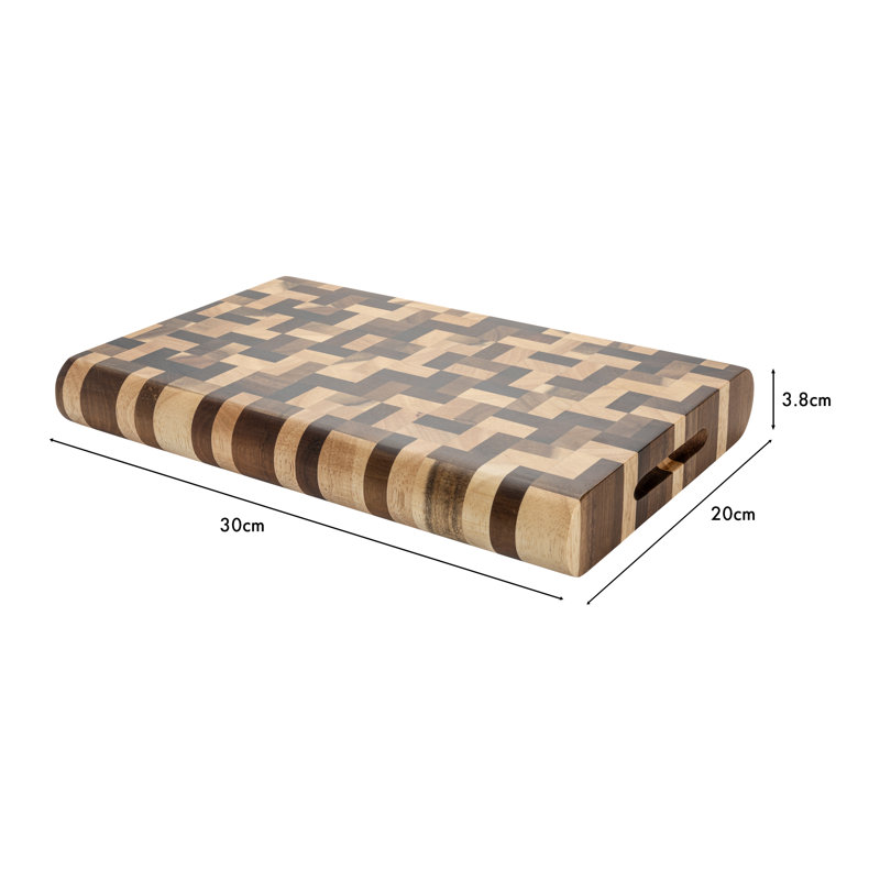 Rockingham Forge Multi-Wood Rectangular Curved Edge Chopping Board, 30cm L x 20cm W