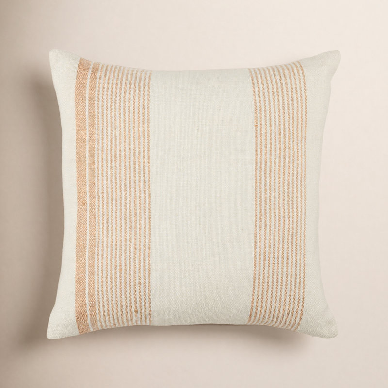 Sambuca Striped Outdoor Reversible Throw Pillow, Tan/Ivory, Polyfill