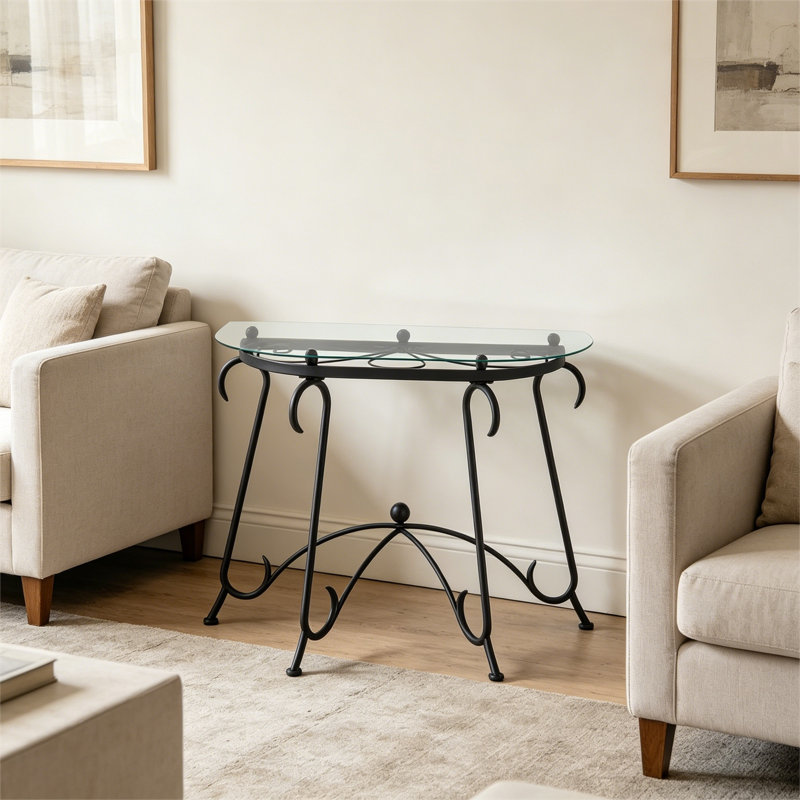 Table basse en verre trempé avec console et fabrication robuste