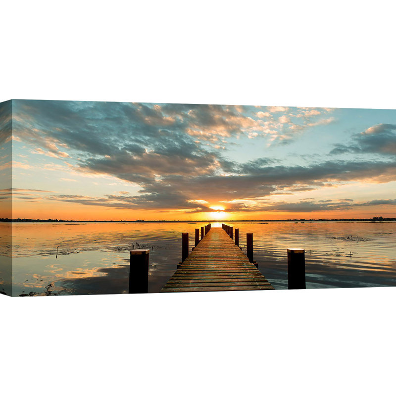Morning Lights On A Jetty - Wrapped Canvas Print, 35cm H x 70cm W