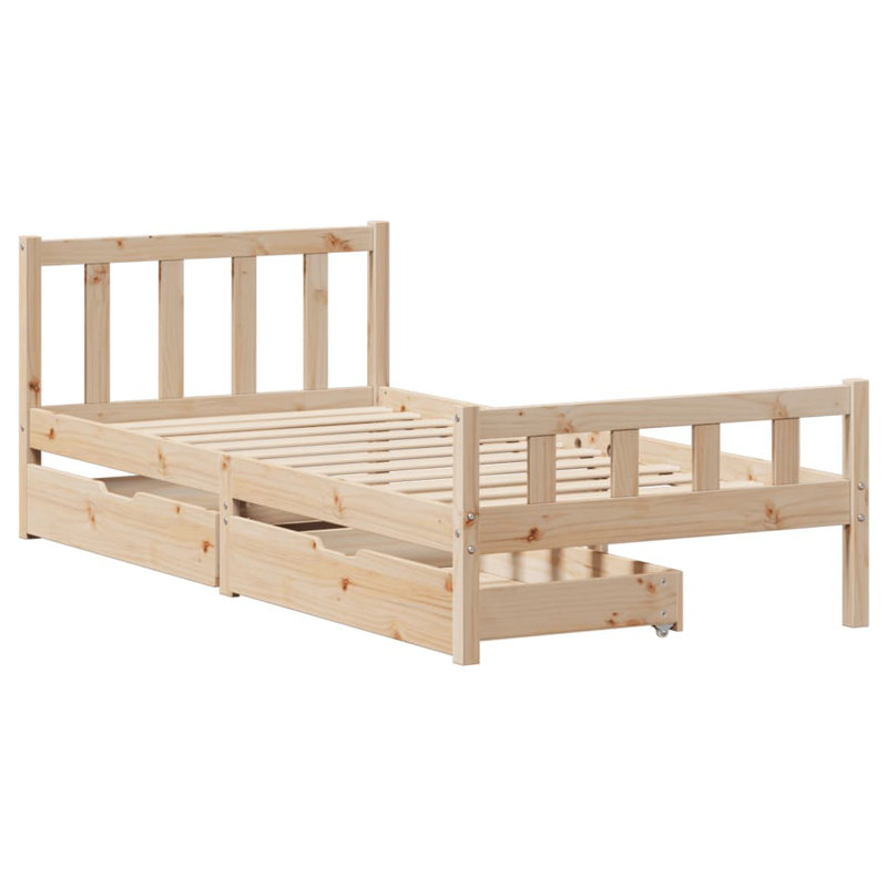 Solid Wood Storage Bed, Brown, Small Single (2'6)