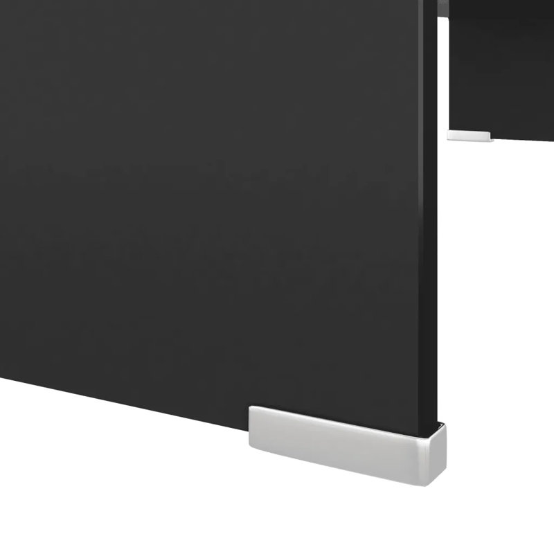 Wakeland TV Stand/Monitor Riser Glass, Black, 80cm