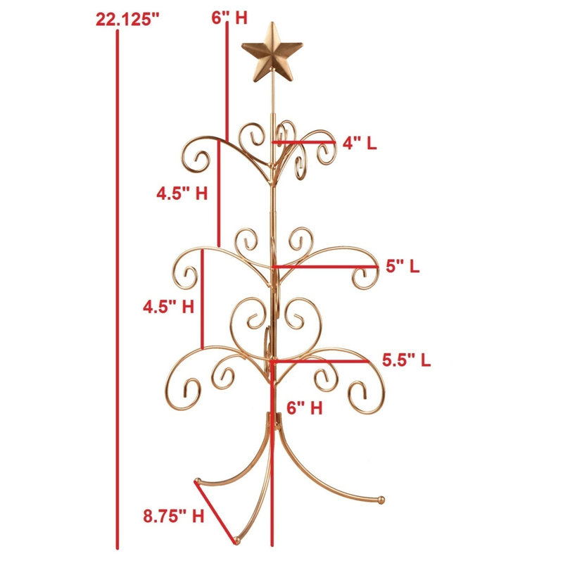 22'' Metal Plants & Flowers Shatterproof Ornament Accessory, Gold