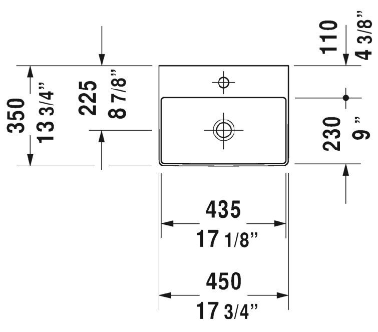 Ceramic Rectangular Vessel Bathroom Sink