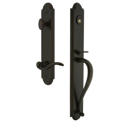 Arc Handleset with Deadbolt and Bellagio Door Lever and Rosette