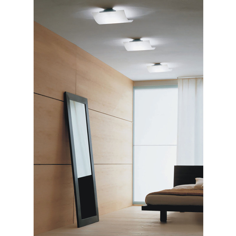 Tecla 1 - Light Simple Geometric Semi Flush Mount, Matte Nickel, 15.75" H x 15.75" W x 4" D
