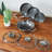Livwell DiamondClad 7 Piece Hybrid Nonstick Stainless Steel Frying Pan Cookware Set with Wok and Tempered Glass Lids - PFOA Free, Dishwasher Safe, Oven Safe