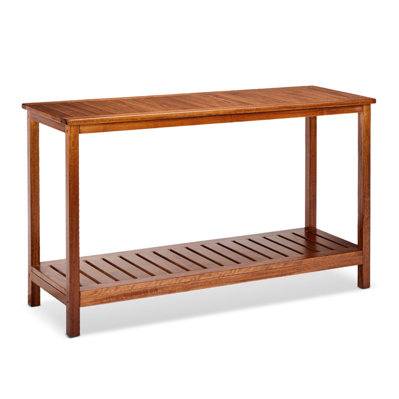 4Ft. Patio Double-Tier Wooden Console Table, Brown