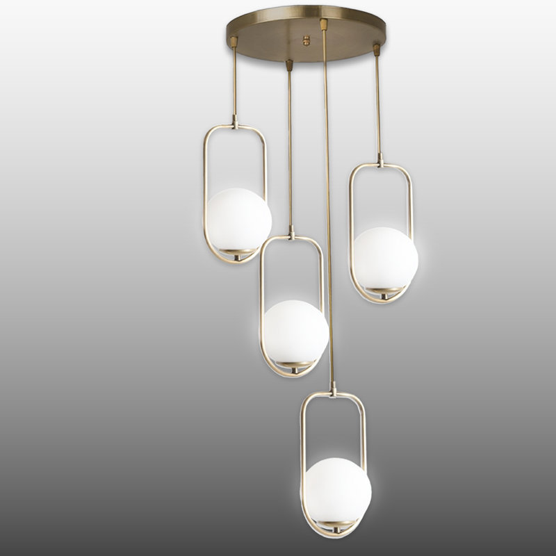 Luminaire suspendu sphère en métal à hauteur réglable 4 lumières