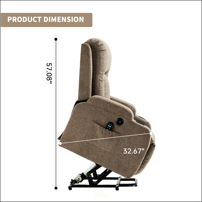 Fauteuil inclinable en polyuréthane PU à position infinie avec massage par vibration 8 points, chauffage lombaire et charge USB pour personnes âgées