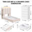 Ensemble de chambre à coucher 3 pièces comprenant un lit à DEL, 2 tiroirs sous le lit et une commode à 5 tiroirs (2 pièces).-1878838575-1878838574