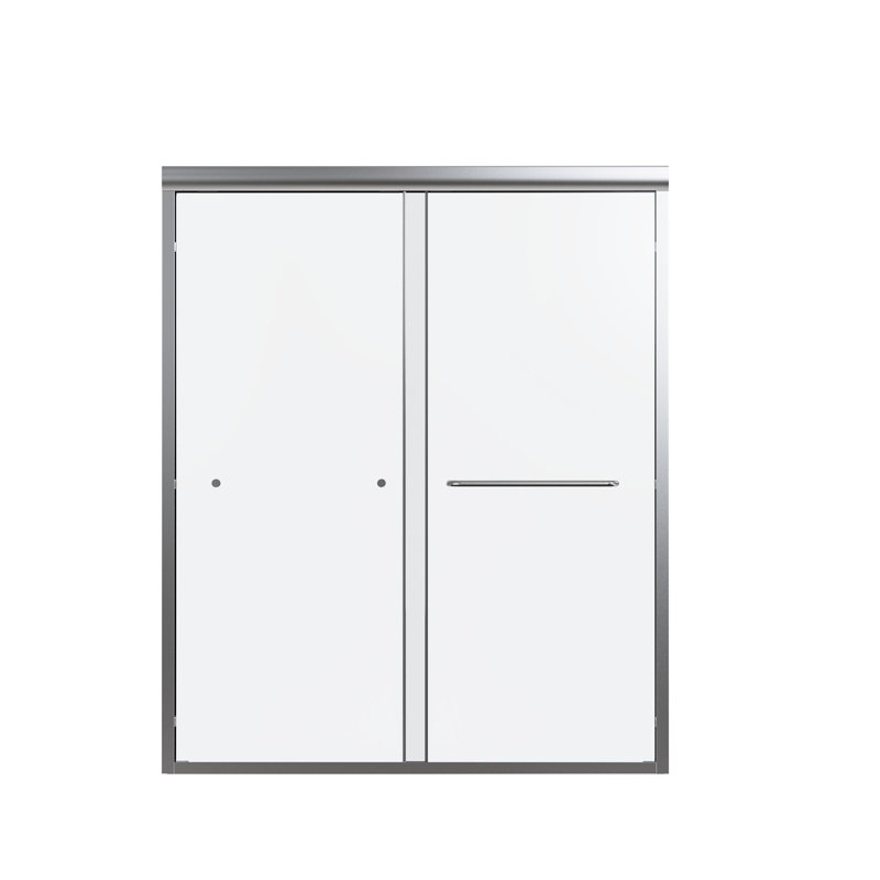 56"-60"W*72" H  Semi-Frameless Double Sliding Shower Door, Bypass Shower Door, 1/4" (6mm) Thick SGCC Tempered Glass Door