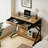 39.4" Mobile Computer Desk Rolling Home Office Table With Power Strip And LED Lights-939972412