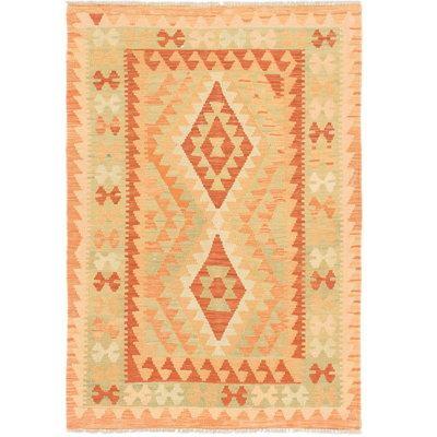 Tapis de la zone en laine 3 pi x 4 pi 3 po noué la main one-of-kind Elland