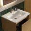 Lavabo intégré en céramique blanche brillante, drain et robinet non inclus