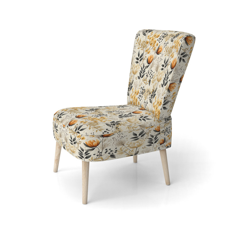 Botanical Flowers Rustic Charm - Upholstered Scandinavian Side Chair, Botanical Nature Accent Chair