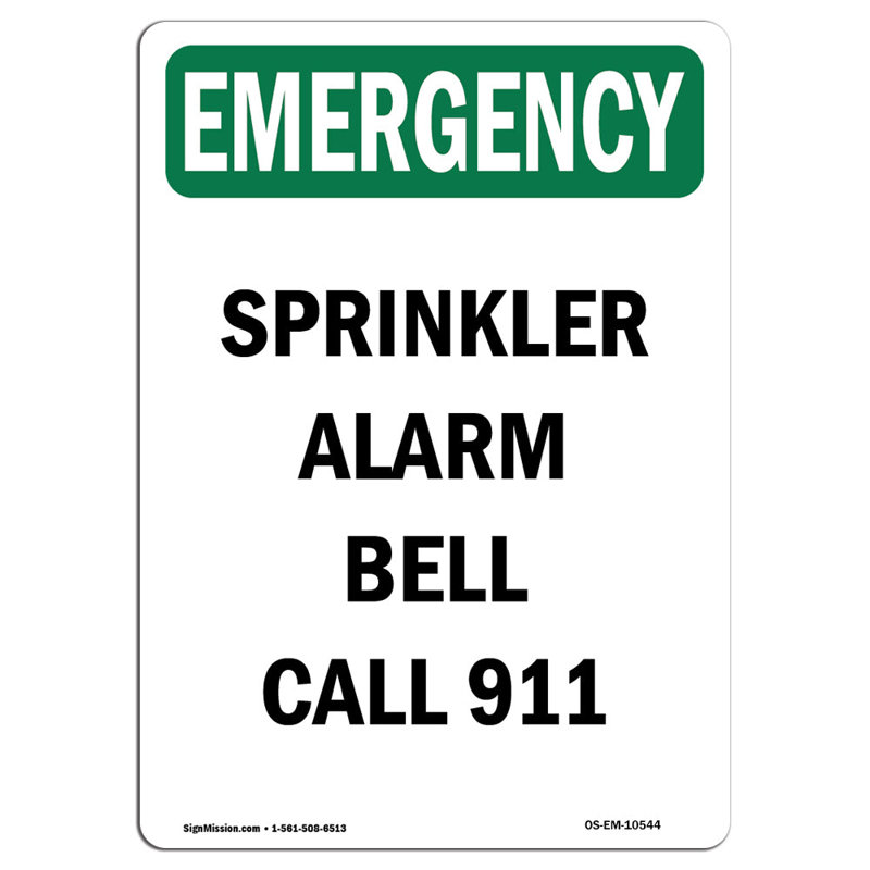 Signe d'urgence Sprinkler, H 18 po x l 12 po x P 0,1 po