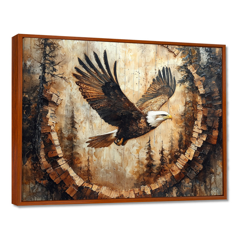 Gieri aigle dans une forêt, échos de la liberté I - aigle, art mural, H 16 po x l 32 po, Impression encadrée flottante, Brun