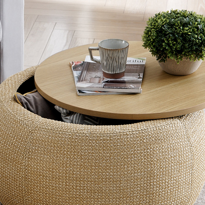 Repose-pieds rond avec rangement - Table de bout et repose-pieds 2 en 1 avec petit siège | Idée de cadeau, Grey