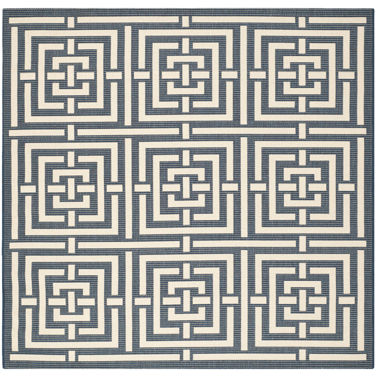 Arneshia Geometric Blue/White Indoor/Outdoor Area Rug