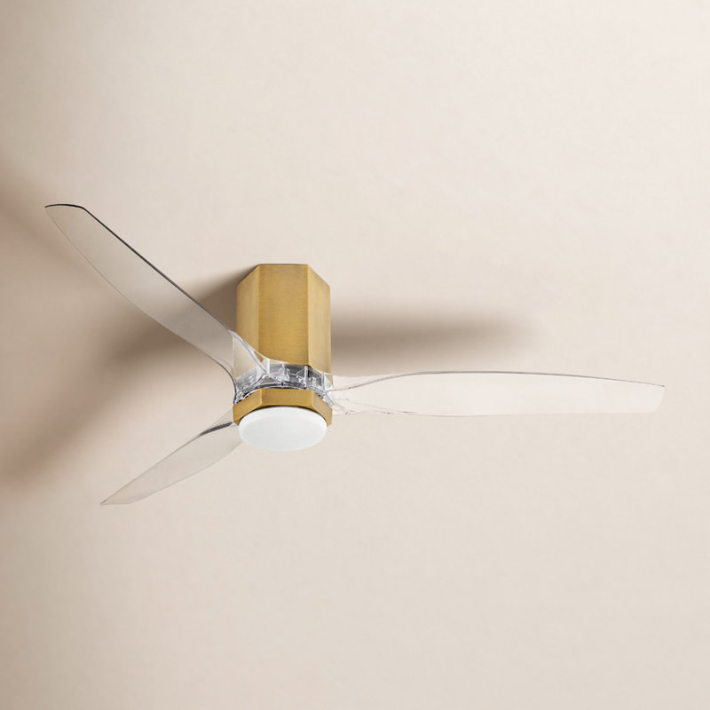Brocken Ceiling Fan with LED Lights, Heritage Brass/Clear Acrylic, 52"