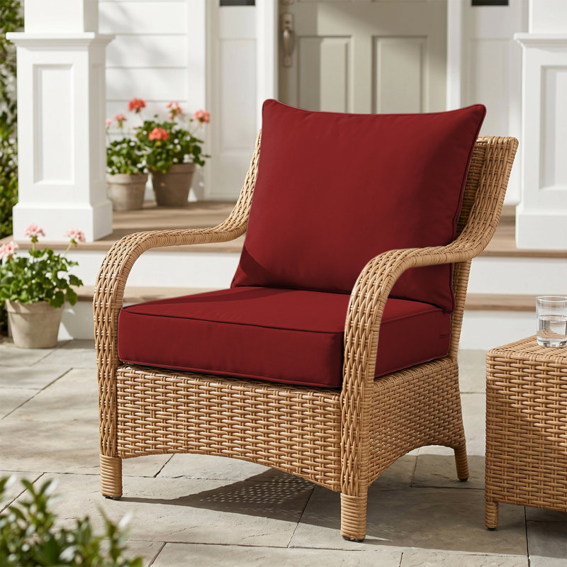 Indoor/Outdoor 5" Thick Deep Seating Cushion Set Seat/Back Cushion for Chairs Loveseats Sofas, Red