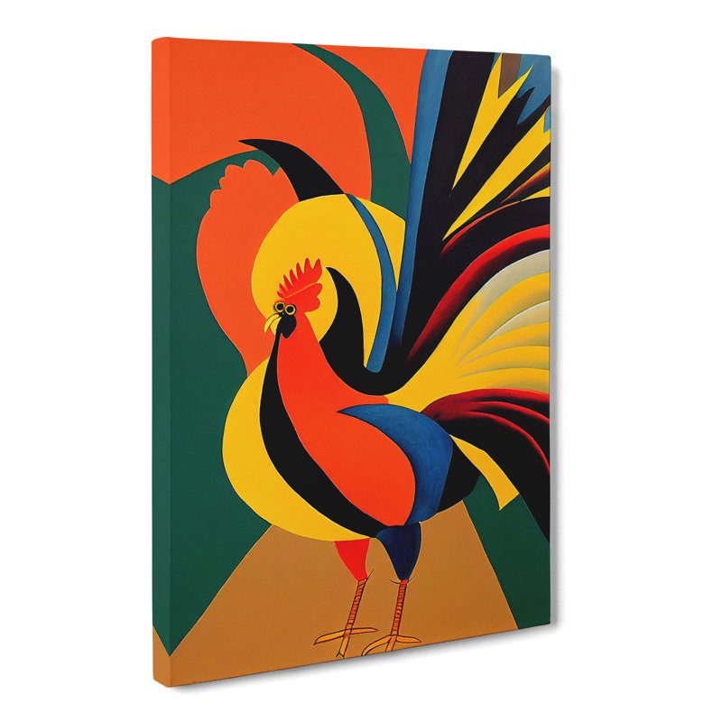 Pemberwick Rooster Painting Avant Garde - Wrapped Canvas Print, 76cm H x 50cm W
