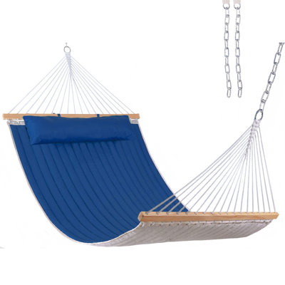 Quilted Fabric Polyester Hammock With Pillow 450Lbs Capacity(Without Stand)