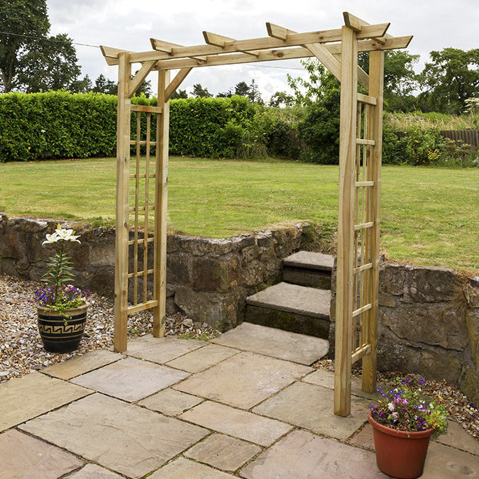 Hinsdale 210cm W x 72cm D Solid Wood Arbour in Natural