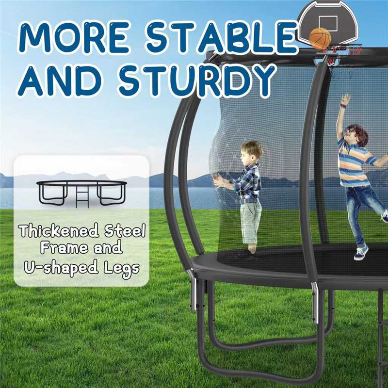  Tranpoline 12 pi pour enfants avec filet de sécurité Tranpoline récréative pour adultes Approuvé ASTM Tranpoline pour la cour extérieure avec panier de basketball