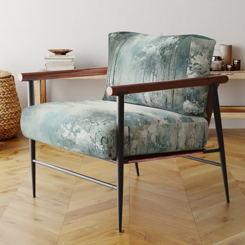 Chaise avec accoudoirs rembourrée à motif floral Pine Tree Enchanted Forest I, Noir