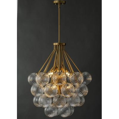 12 - Light Dimmable Tiered Glass Bubble Chandelier