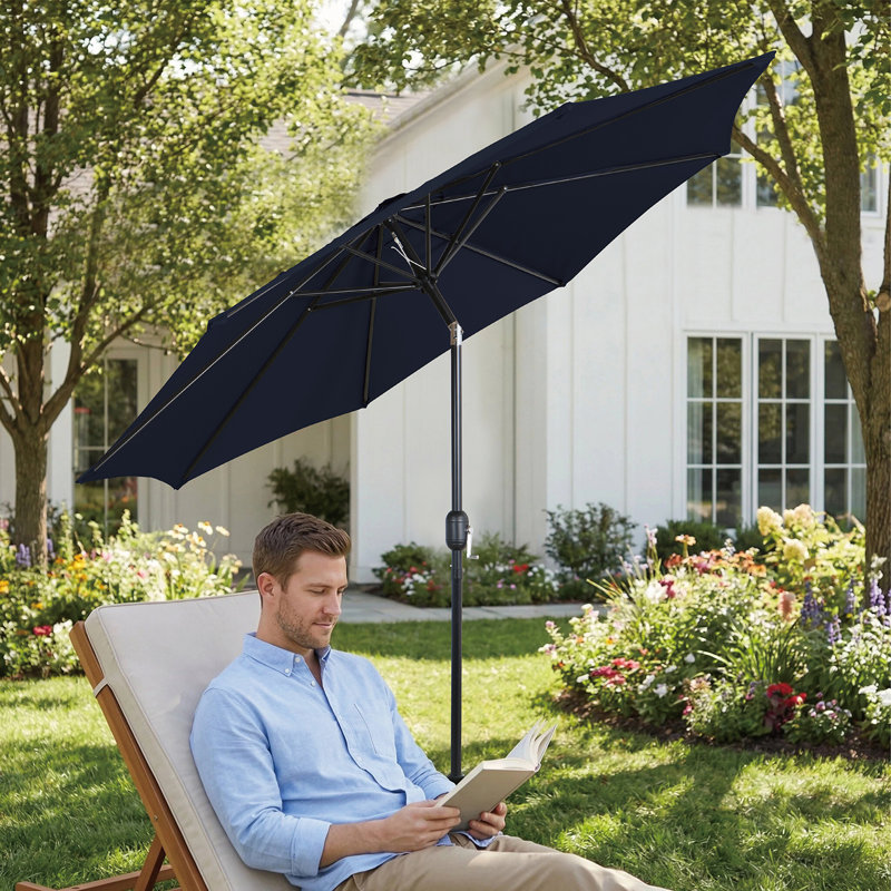 Parasol en porte-à-faux 9 pi, Bleu foncé