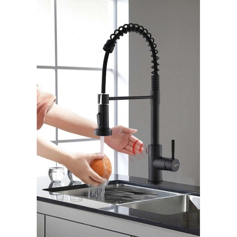 MAX Faucets Pull Out Touchless Kitchen Faucet, Brushed Gold
