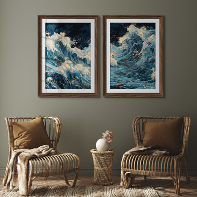 Ensemble de 2 encadrements muraux Premium Premium Fine Art Antique pour chambre à coucher 26 po x 36 po