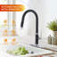 Robinet de cuisine à fixation sur le comptoir avec douchette rétractable à une poignée et deux options de débit d'eau-111056179