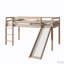 Rubber Wood Low Loft Bed with Slide-1727887990