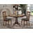 3-Pc Mid Century Dining Set Include a Table with Rippled Sand Marble Pattern Tabletop and 2 Mahogany Faux Leather Chairs, Mahogany-1242850335