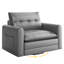 Fauteuil pivotant à 360° avec soutien lombaire, fauteuil pivotant avec assise profonde | Revêtement en similicuir souple, base pivotante en métal, gris, idéal pour la lecture et la détente, salon-751939905