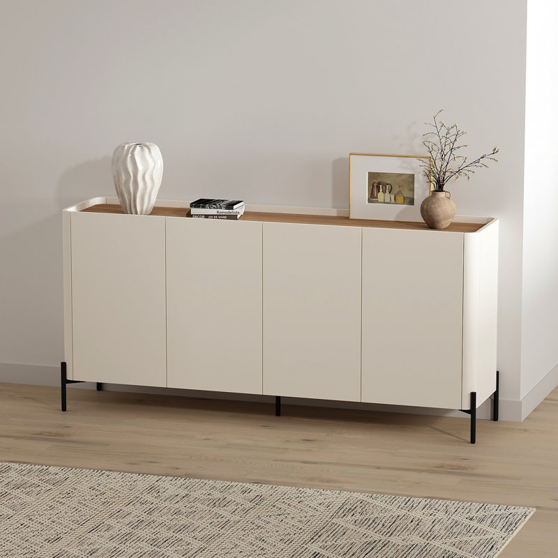 Abbey 67" Sideboard In And Off White, Brown/White