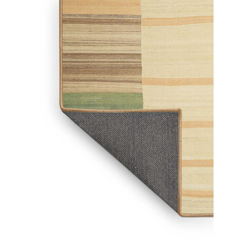 Tapis beige/vert contemporain, Rectangle 3 pi x 5 pi